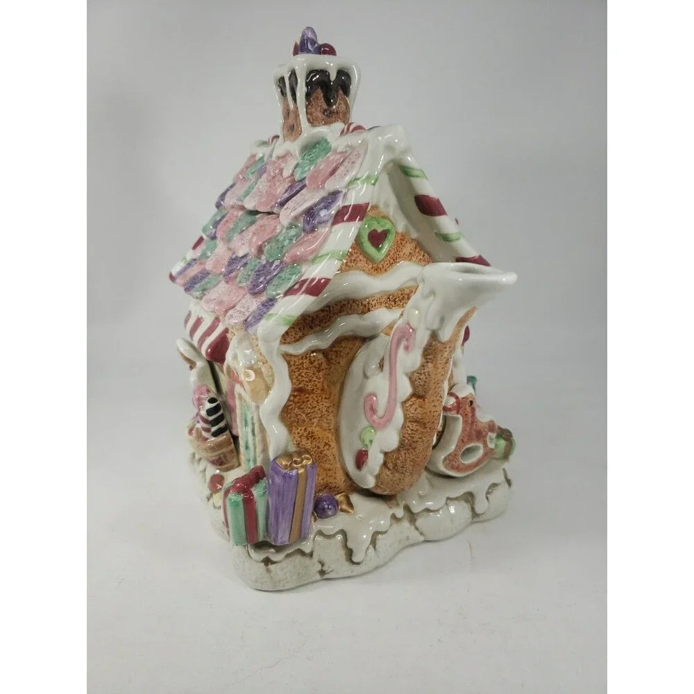 Fitz & Floyd Candy Lane Express Candy Shop Teapot Santa Claus Fudge Ceramic